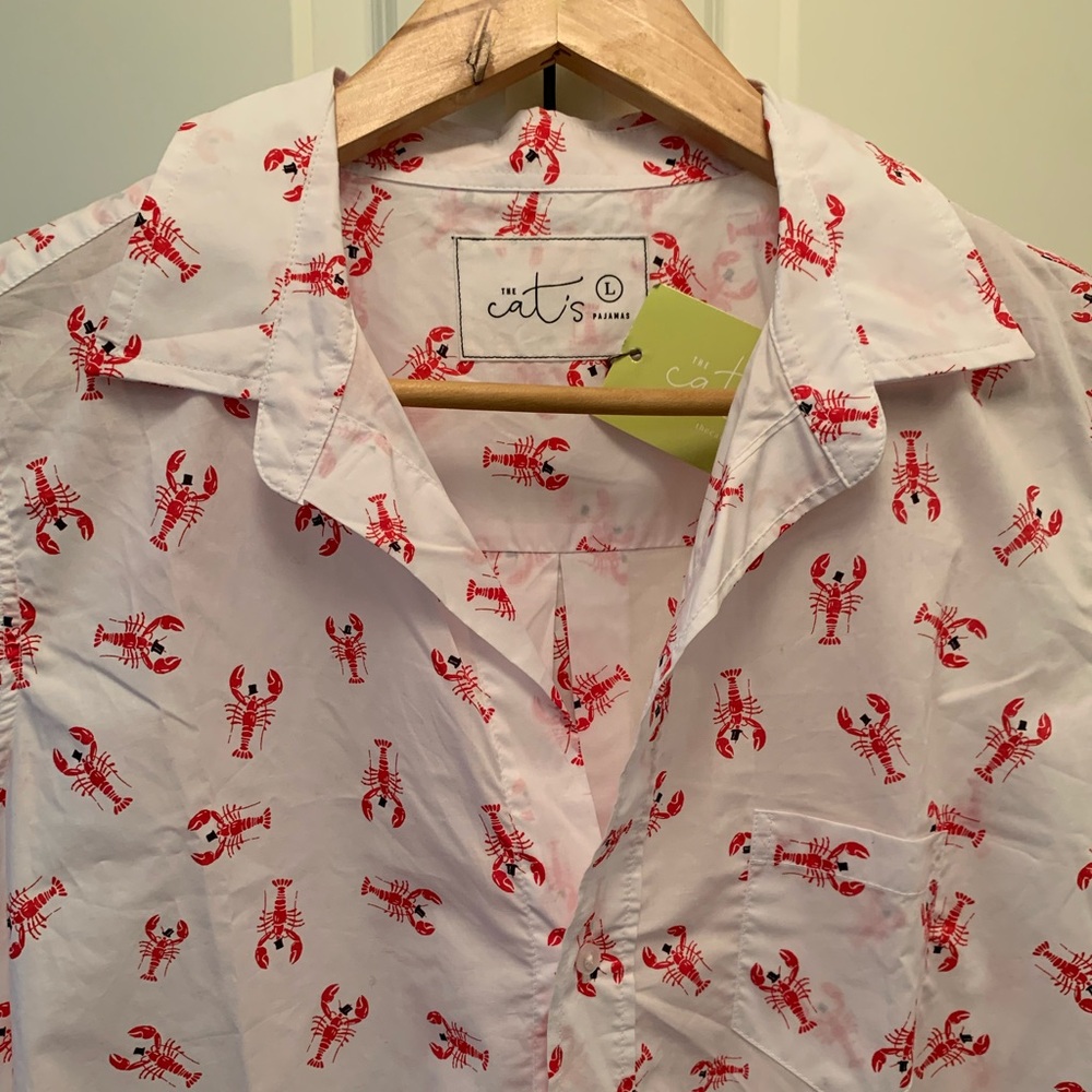 The Cat’s Pajamas Mister Lobster Luxe Pima Sleeveless Nightshirt Size L NEW